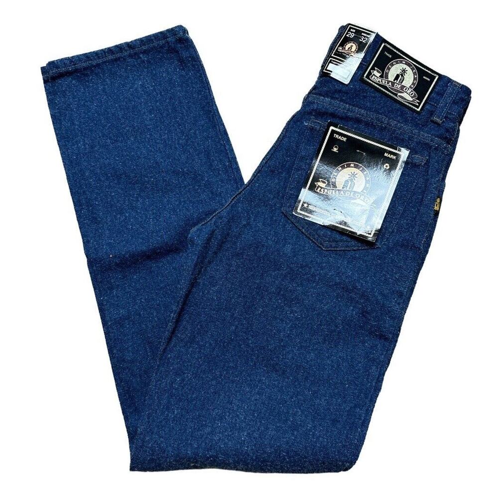 NWT Espuela De Oro Mens Cowboy Snowy Blue Straight Leg Jeans 29x32 Western Denim